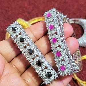 1 Bracelet Ruby Black Silver for Her